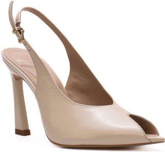 Kenneth Cole Priya Slingback Peep Toe Pump in Natural Leather at Nordstrom, Size 7.5