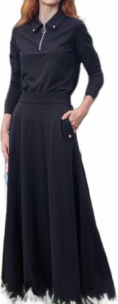 Tonet Jersey Paneled Snap Pocket Skirt In Navy