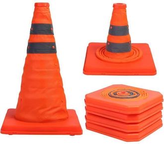 OEM Cono De Se&ntilde;alizaci&oacute;n Plegable - 39,4 Cm - Naranja Fluorescente - Reflectante - Conforme Mutcd - Pack De 4