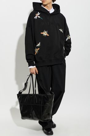 Balmain Sweatshirt With Colorful Embroidery, Mens, Black