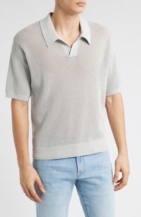 Frame Denim Open Knit Polo Sweater in Grey Blue at Nordstrom Rack, Size X-Large