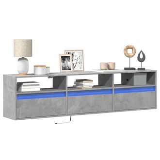 Berkfield Home TV Wall Cabinet with LED Concrete Grey 180x31x45 cm | Size: 180 x 31 x 45 cm