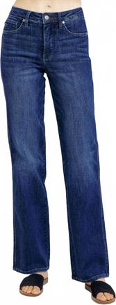 Judy Blue Womens Dahlia Fid Rise Tummy Control Classic Straight Jeans In Blue