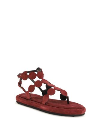 Pierre Hardy Womens Suede Sandals Calf Carmine