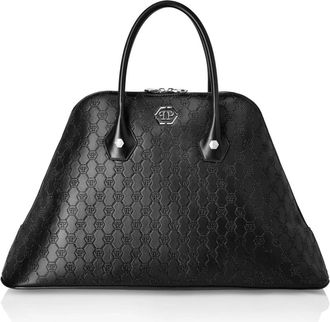 Philipp Plein Majestic Handbag Monogram Large - Dames - Handtassen - Zwart - ONE Size - Leer - Tassen