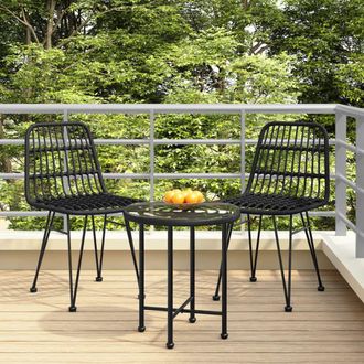 vidaXL Vidaxl - Sillas De Jard&iacute;n 2 Unidades Rat&aacute;n Sint&eacute;tico Negro 48x62x84 Cm