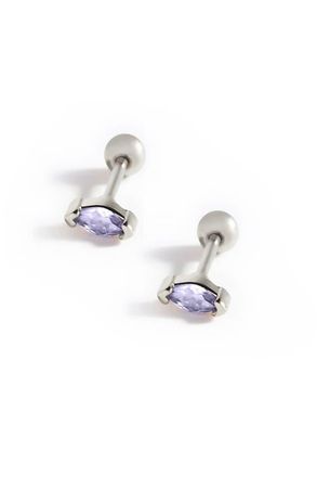 Mint & Lily Marquis Gemstone Sleeper Stud Earrings in Silver /Purple at Nordstrom