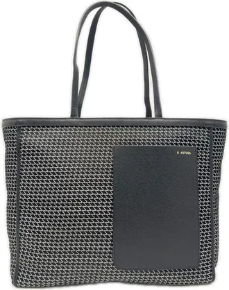 Valextra Black White Leather Handbag Tote Bag (Pre-Owned)