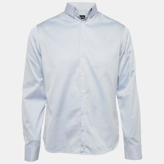 Giorgio Armani Blue Cotton Long Sleeve Shirt