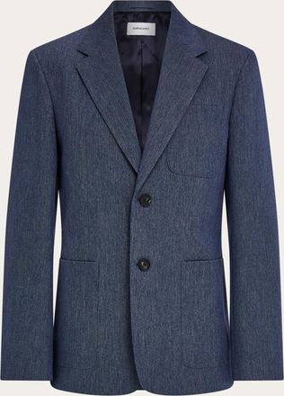 Ferragamo Men Single breasted denim blazer Blue
