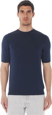Irish Crone T-Shirt met ronde hals van katoen met korte mouwen - Heren - Ronde hals truien - Blauw - 2XL - Katoen - Truien & Vesten