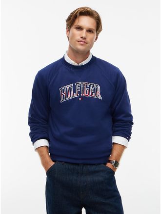 Tommy Hilfiger Mens Plaid Varsity Hilfiger Logo Sweatshirt - Carbon Navy - XXXL