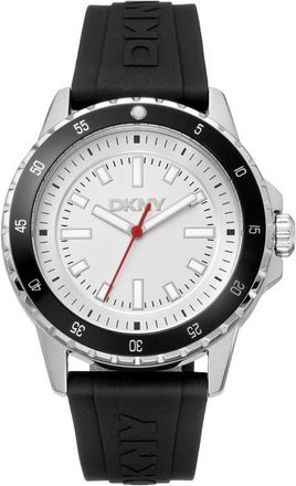 DKNY Sport Silicone Strap Watch, 43mm in Silver/strap at Nordstrom
