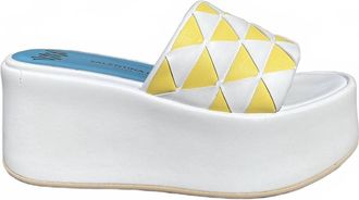 Valentina Rangoni Womens Mirtillo Platform Sandal In White/yellow