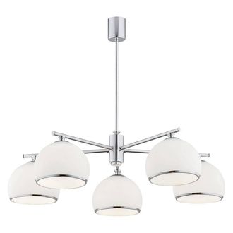 Netlighting Marbella Multi Arm Pendant Ceiling 5 Light Opal Matt Chrome in Silver