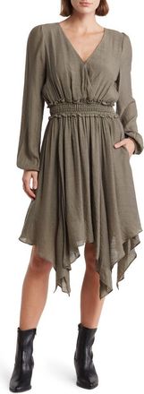 Wishlist Long Sleeve Handkerchief Hem Dress in Olive at Nordstrom Rack, Size Medium