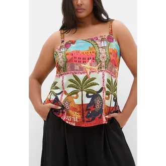 City Chic Capri Print Cami in Fools Paradise at Nordstrom, Size 26W