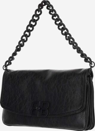 Balenciaga Womens Flap Bag Medium Leather Black Calfskin Handbags Hand
