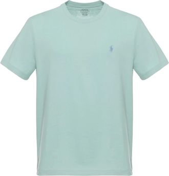 Ralph Lauren Tops, Heren, Groen, L, Katoen, Logo-geborduurd katoenen T-shirt