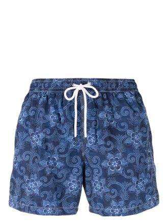 Fedeli floral-print swim shorts - men - Recycled Polyester - XXXL - Blue