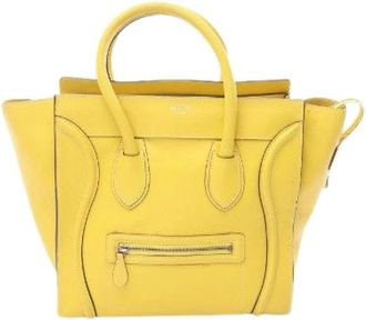 Celine Pre-owned Tote Bags, female, Yellow, Size: ONE SIZE Pre-owned Luggage Mini Shopper Leather Handbag
