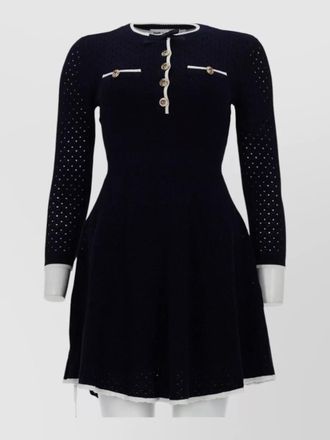 Self Portrait knit mini dress bow detail buttons