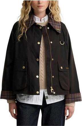 Barbour Icons Tartan Collar Spey Waxed Jacket - Dames - Zomerjassen - Bruin - M - Katoen - Jassen