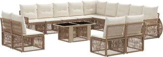 vidaXL Conjunto De Sof&aacute;s De Jard&iacute;n 14 Uds. Beige Y Blanco Crema Vidaxl