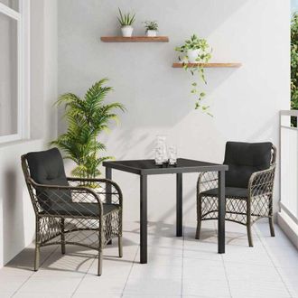 vidaXL Vidaxl - Conjunto De Comedor De Jard&iacute;n Con Coj&iacute;n 3 Pcs Gris Polirat&aacute;n