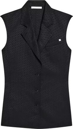 Helmut Lang Jacquard Vest - Dames - Gillet - Zwart - XS - Wol - Kostuums