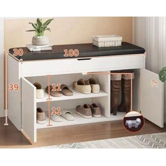 Trade Shop Trade Shop Traesio - Scarpiera Da Ingresso Cassapanca Portascarpe 100 x 30 x 39 Cm Multifunzione