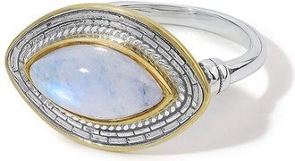 Tiramisu Silver Plated 3.10 Ct. Tw. Rainbow Moonstone Statement Ring