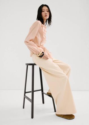 Mango Blusa lyocell volant rosa pastello - Donna - S - MANGO