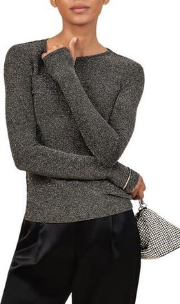 Reiss Seraphina Long Sleeve Top in Silver at Nordstrom Rack, Size Large