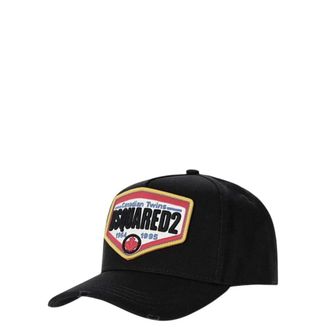 Dsquared2 Caps, male, Black, Size: ONE SIZE Destroyed Baseball Cap with Embroidered Patch