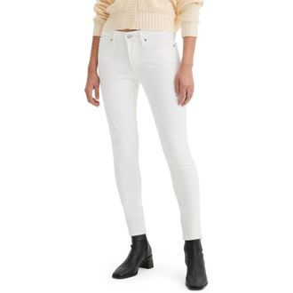 Levi's 711 Jeans Womens White Denim Mid Rise Skinny Leg Zip Fly JZZ1315