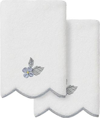 Linum Home Textiles 100% Turkish Cotton Hydea Scallop 2Pc Embellished Fingertip Towel Set