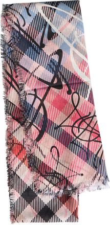 Vivienne Westwood Tartan Logo-monogrammed Wool Scarf - Pink - One Size
