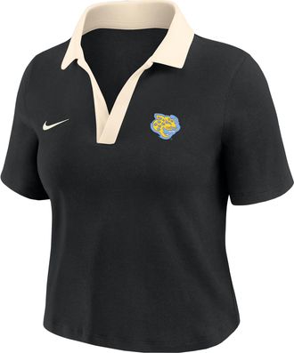 Nike Womens College (Southern University and A&M) Short-Sleeve Polo Crop Top in Black | ZW12574SUAM25-BLK