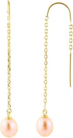 Splendid Pearls Gold Over Silver 7-8Mm Pearl Earrings