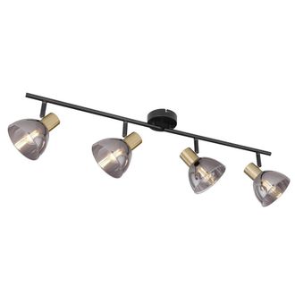 Netlighting Jay Ceiling Spotlight Bar Black Glass Shade 4x E14