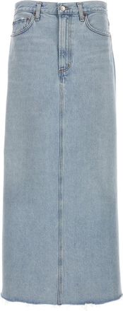 A Gold E Light Blue Frayed Hem Skirt