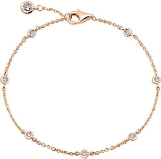 Crislu Cubic Zirconia Bezel Station Anklet in 18Kt Rose Gold/Clear Stone at Nordstrom, Size Medium