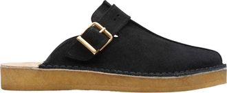 Clarks Heren Trek su&egrave;de muiltjes met open achterkant (Zwart)