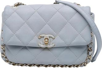 Chanel Pre-owned Mini Calfskin Chain Around Flap - Dames - Vintage Schoudertas - Grijs - ONE Size - Leer - Vintage