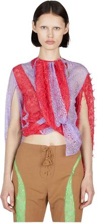 Kiko Kostadinov Lace Draped Top - Dames - Blouses - Veelkleurig - M - Katoen - Overhemden