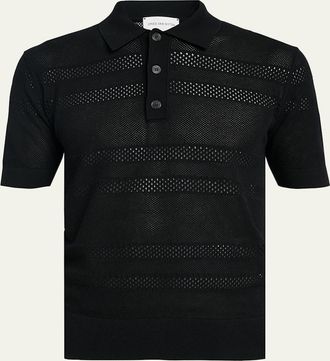 Dries Van Noten Mens Stripe Mesh Short-Sleeve Shirt