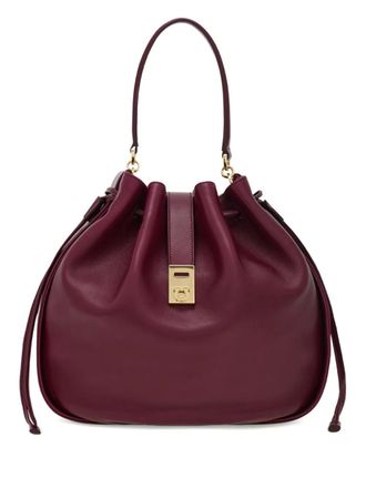Ferragamo drawstring Gancini-detail bucket bag - women - CALFSKIN - One Size - Red