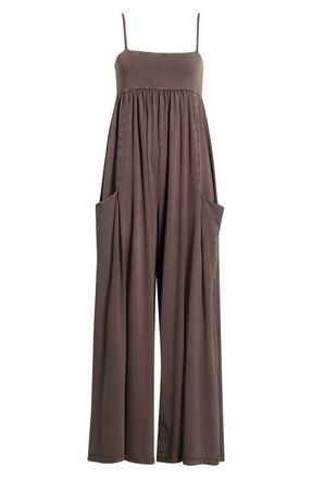 Free People FP Movement Hot Shot Strappy Stretch Cotton Jumpsuit in Chocolate at Nordstrom, Size X-Small Regular