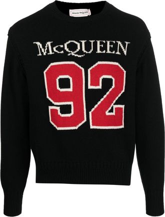 Alexander McQueen intarsia-knit knitted cotton jumper - men - Cotton/Wool - L - Black